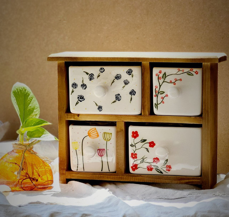 استند کشویی سرامیکی مناسب جا جواهر-جا ادویه -استند دمنوش و چای و...